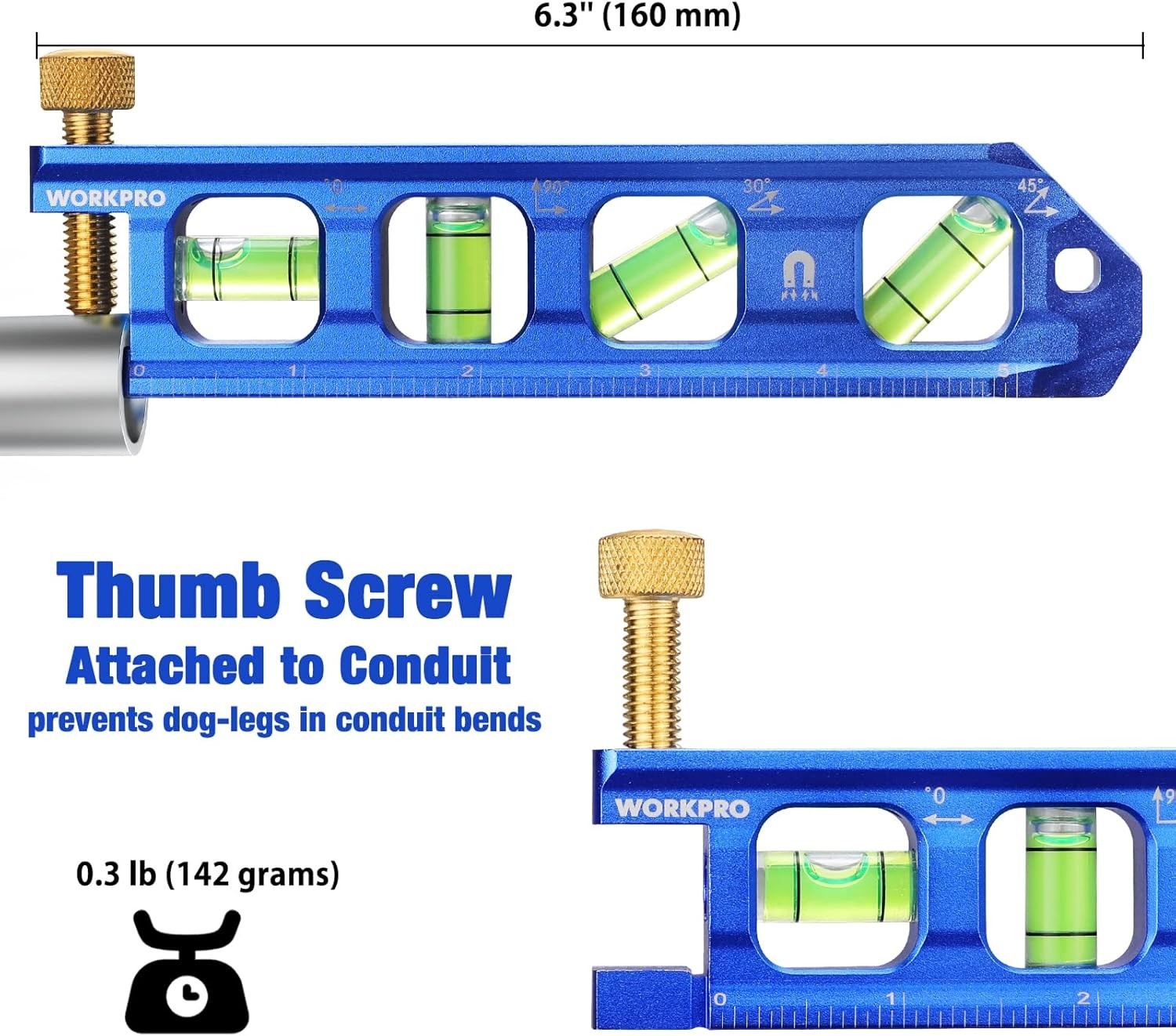 Professional 6.3-Inch Magnetic Level with Dual Measurement Scales and Vials