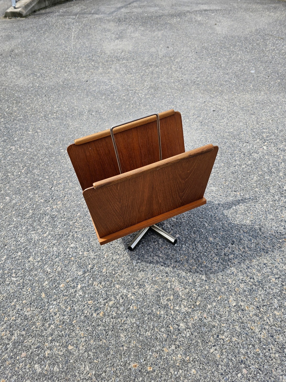 Norwegian Teak Wood Basket - Retro Newspaper Holder from the 1960s