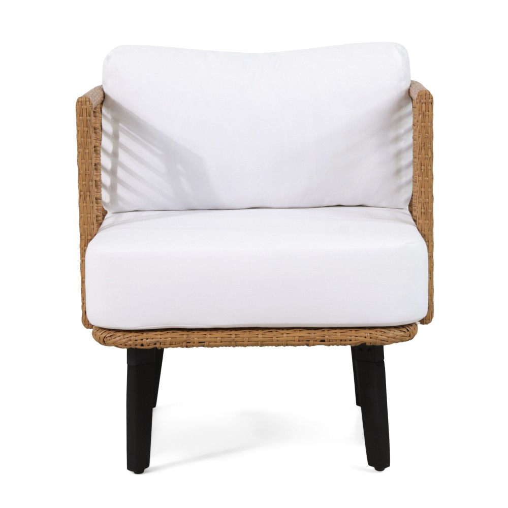 Brown Outdoor PE Rattan Club Chair Modern Patio Lounge Chair with
