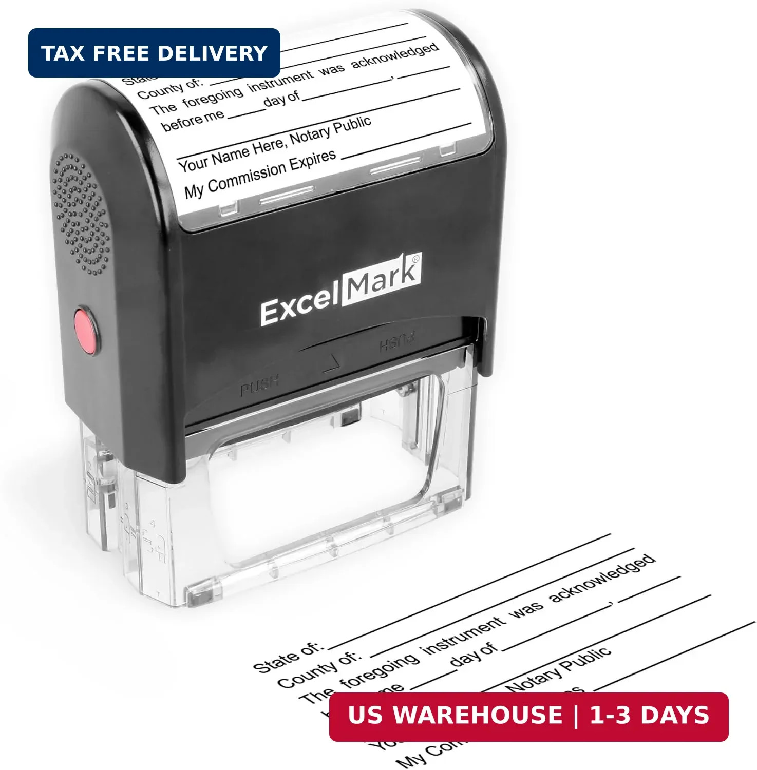 ExcelMark Notary Acknowledgement Stamp - Black Ink
