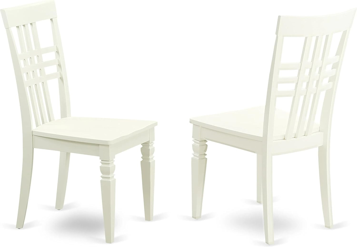 LGC-LWH-W Logan Kitchen Dining Chairs - Stylish Back Solid Wood Seat Chairs, Set