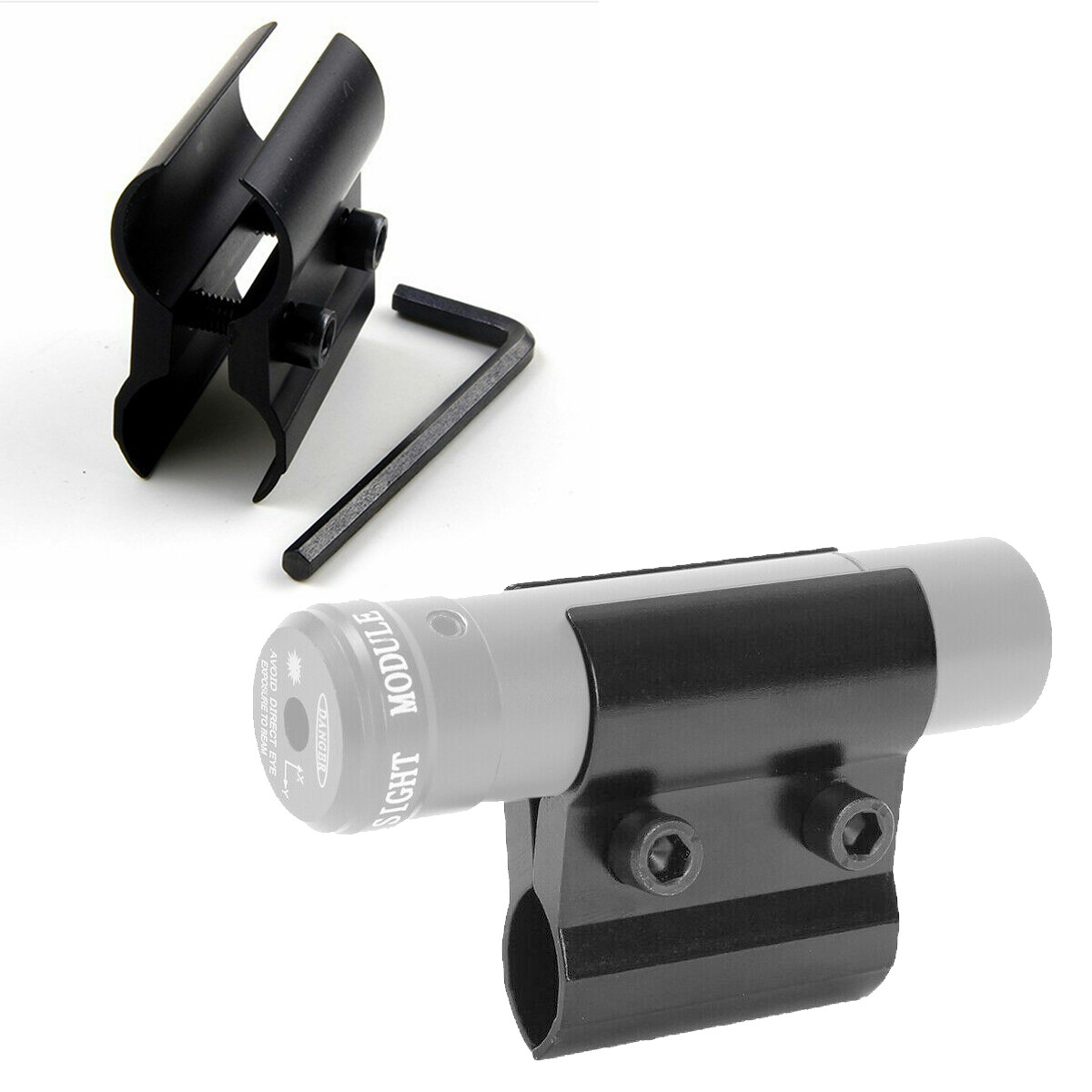 Pistol Shotgun Rifle Barrel Mount Flashlight Scope Laser Tube Clamp Gun Adapter