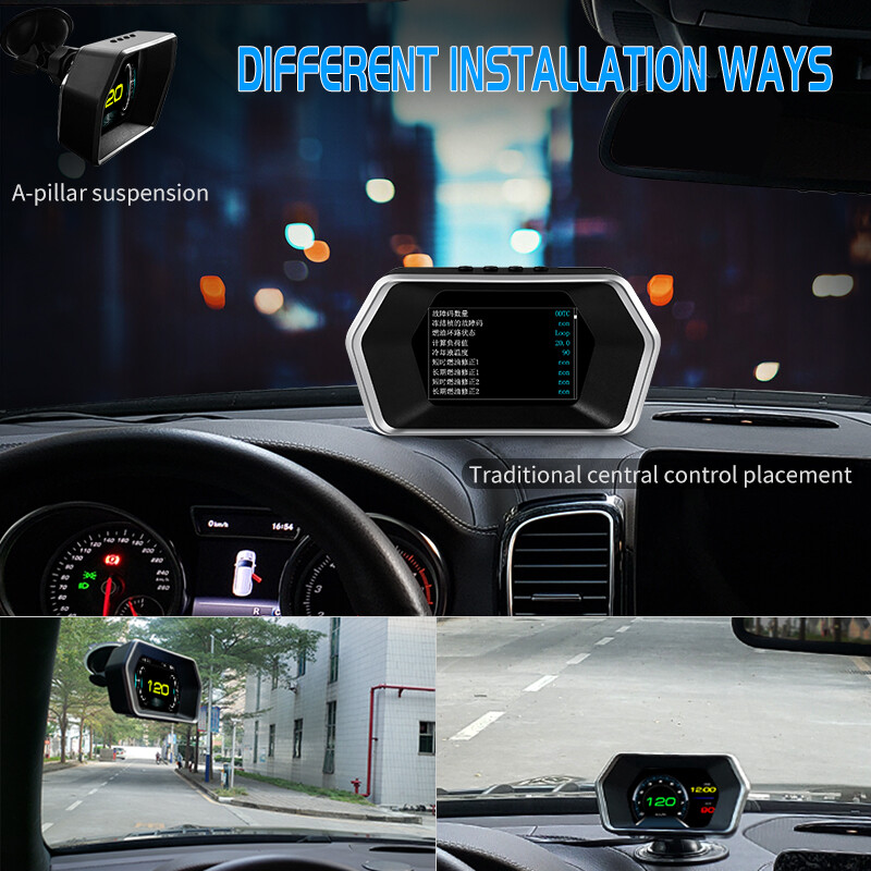 Car HUD Computer OBD2 GPS Head Up Display Speedometer Tester Reader P17 IGNITION