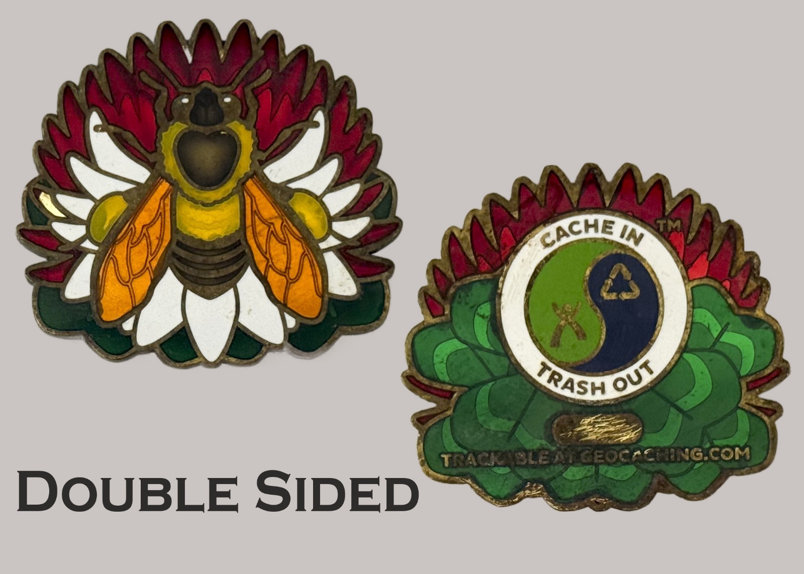 Bee Floral Cache In Trash Out Geocaching Challenge Coin  J#27