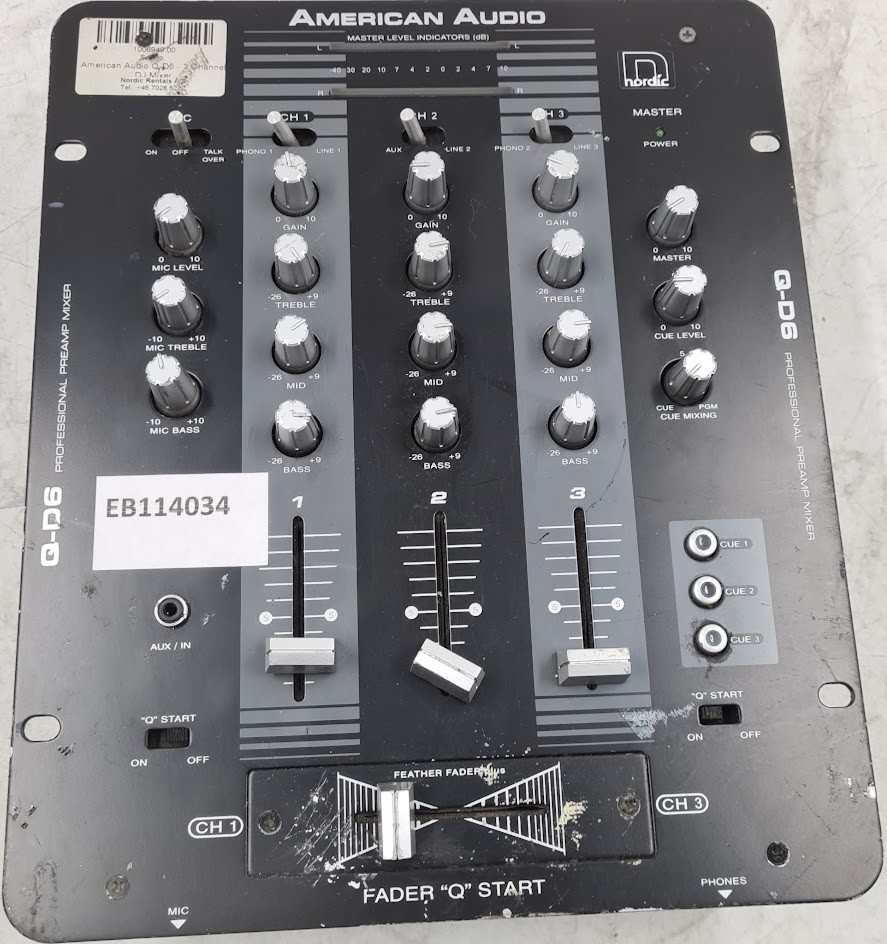 American Audio Q-D6 Mixer - Untested Cosmetic Wear No Package