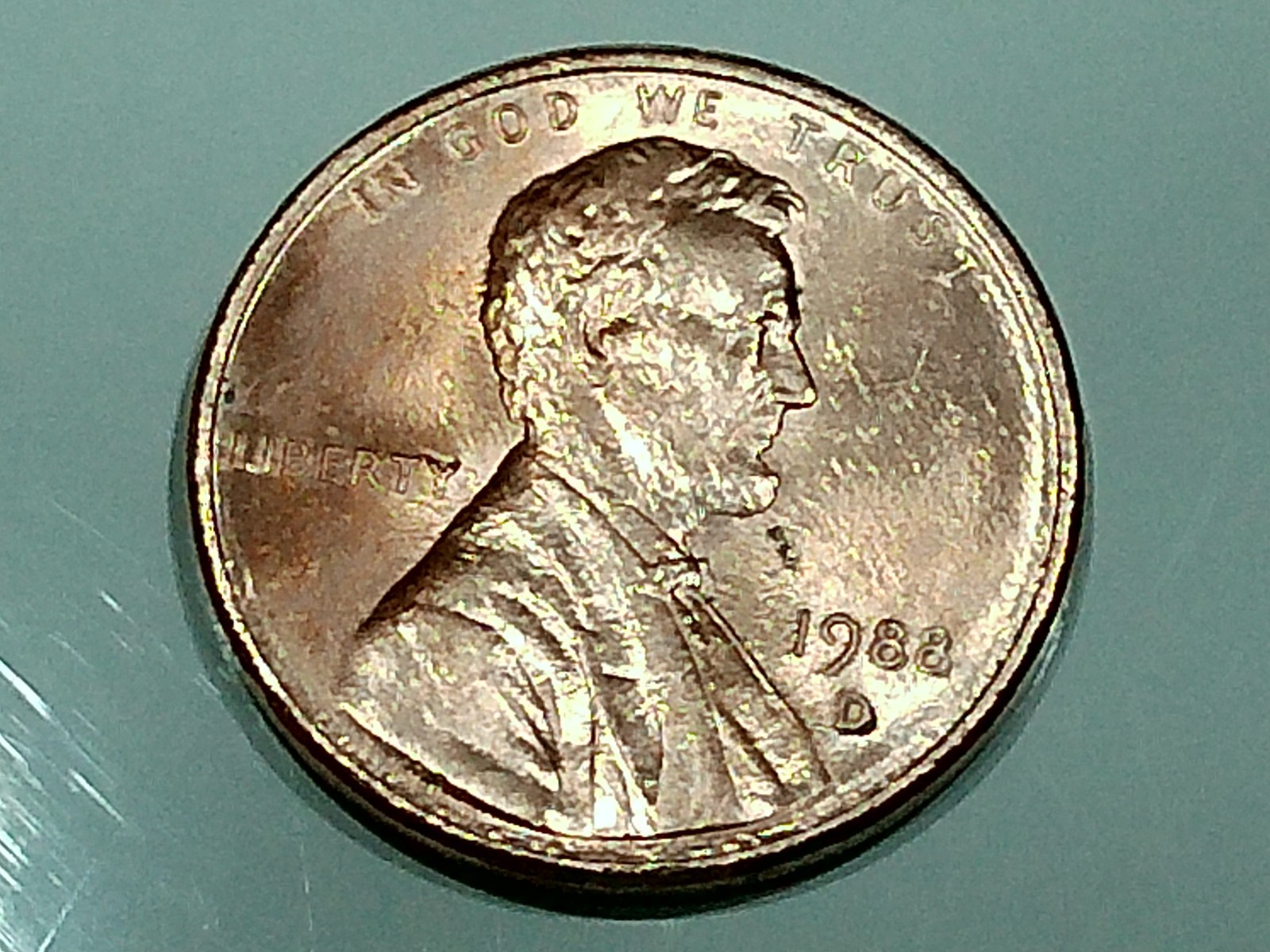 1988-D us zinc - (error) WRPM-009 mm-north - ms -red - 2.5 gr. - bright -