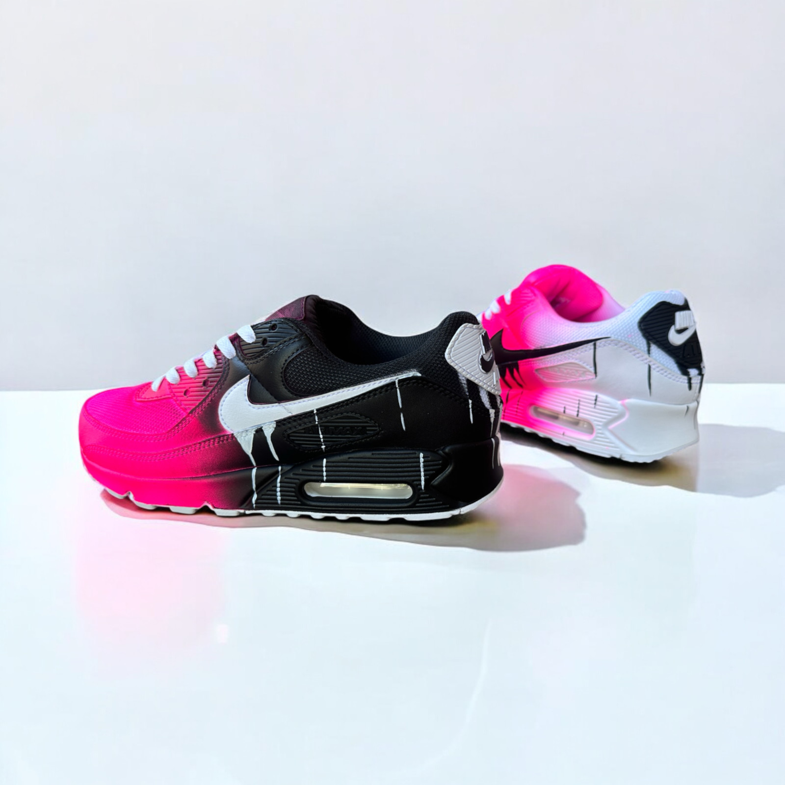 Nike Air Max 90 Custom – Pink Mismatch Fade Drip | Hand-Painted | Dripped Custom
