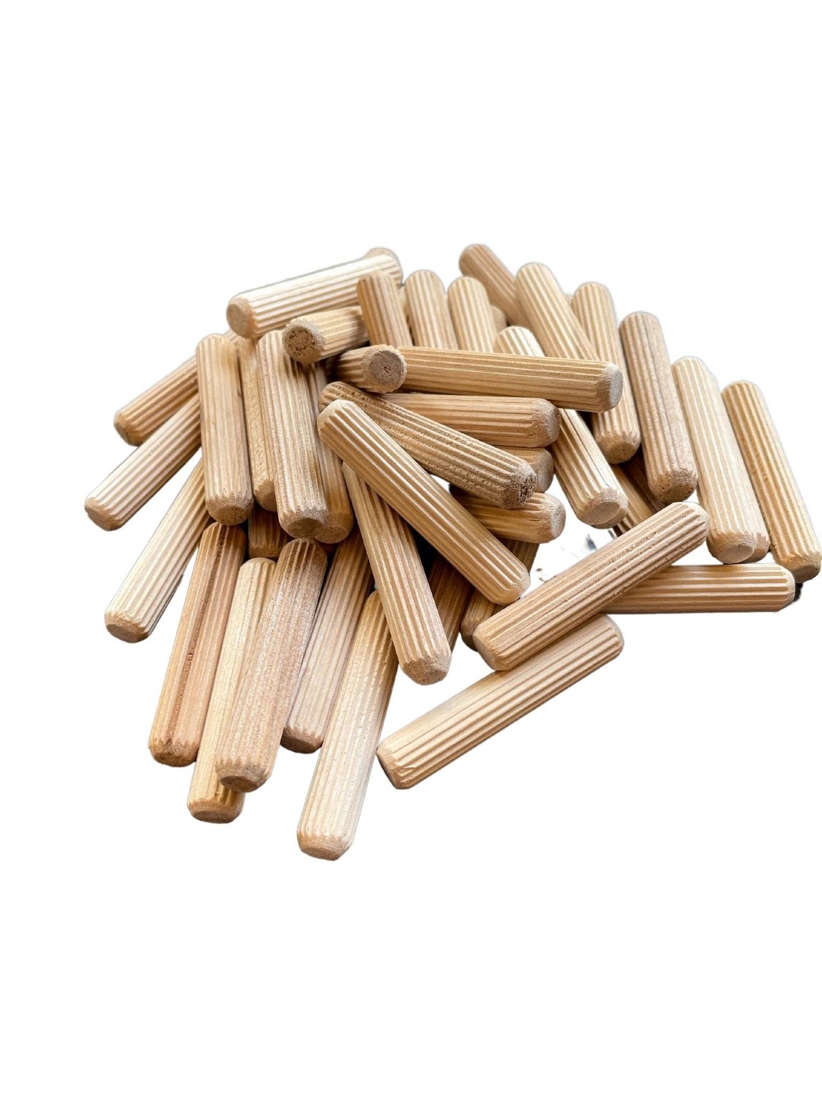 100 Pack 2x3/8 inch Fluted Wood Dowel Pins for Furniture Woodworking