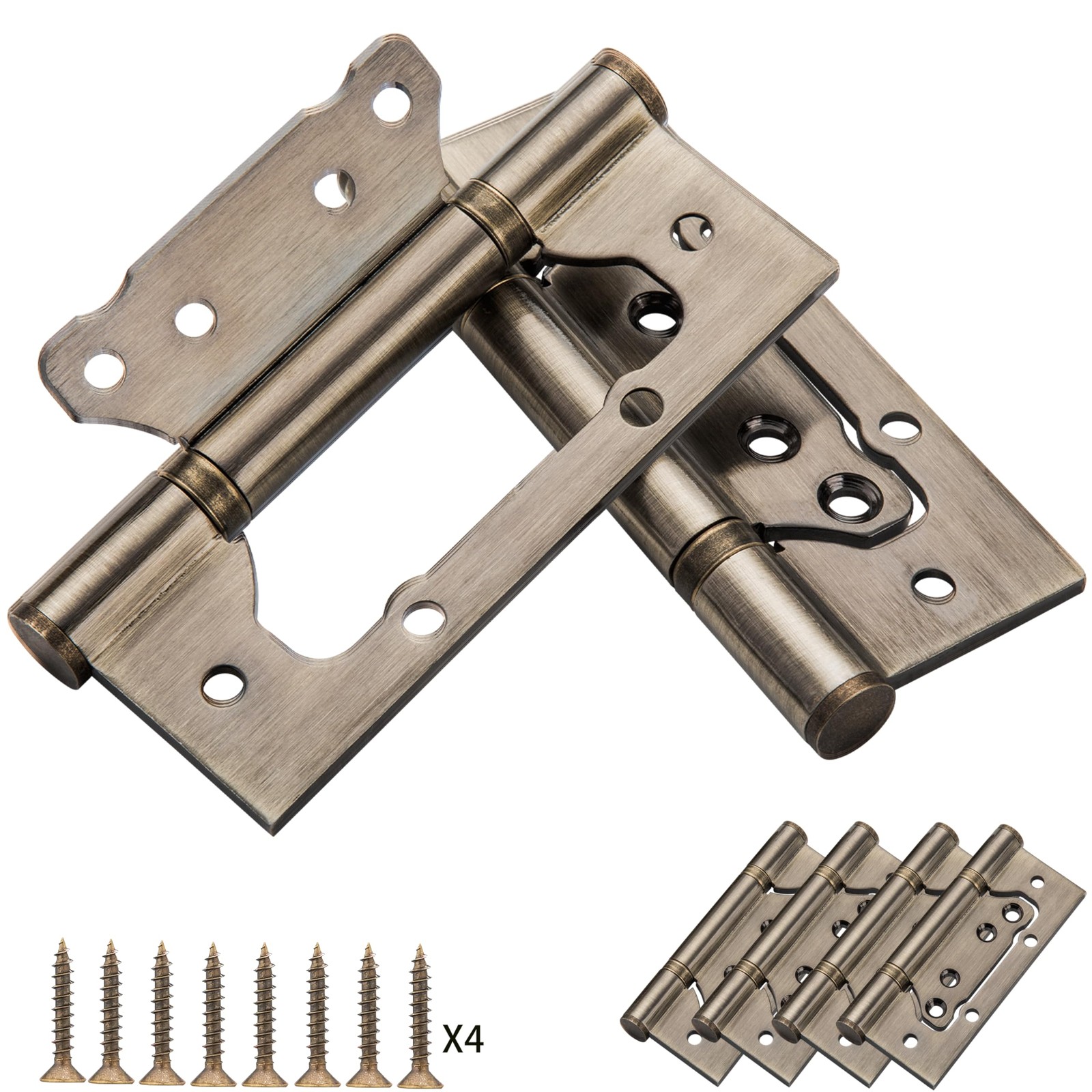 4 Pack 5 Inch Non-Mortise Door Hinges, Bronze, 304 Stainless Steel, 220lbs