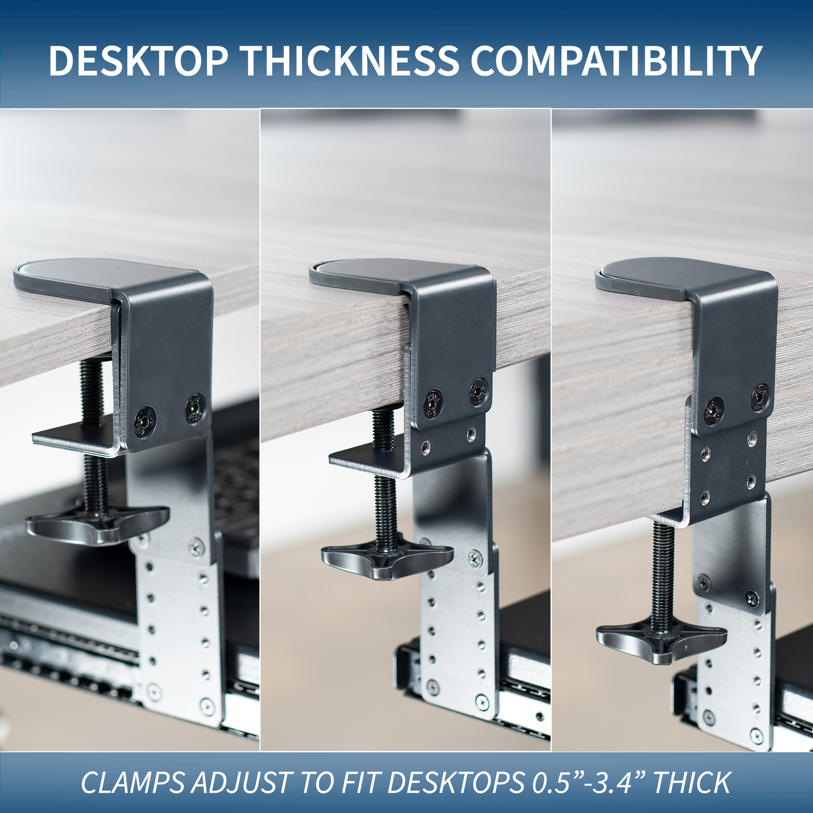 VIVO Height Adjustable Clamp-on Computer Keyboard Tray with Storage Drawer