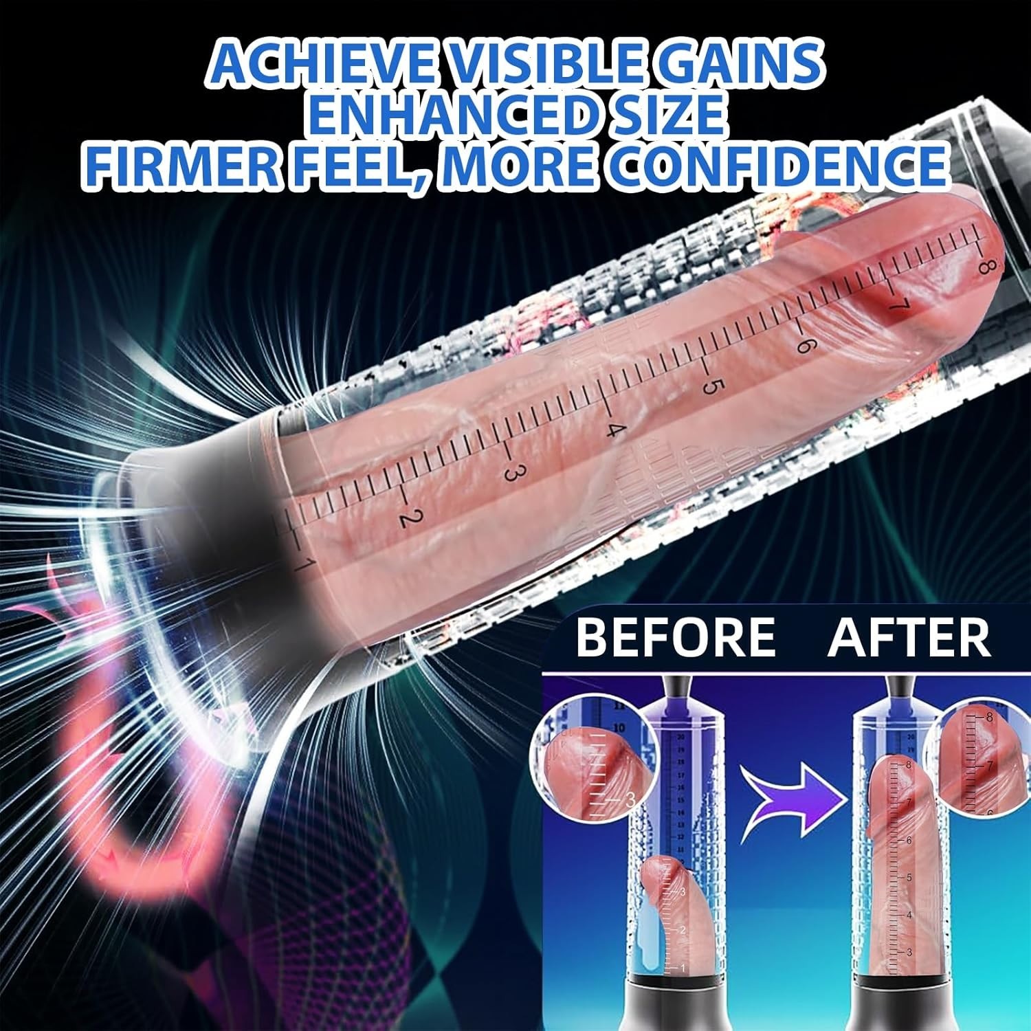 Transparent Vacuum Enlarger for Bigger Erections - Includes Lubricant & Sleeves