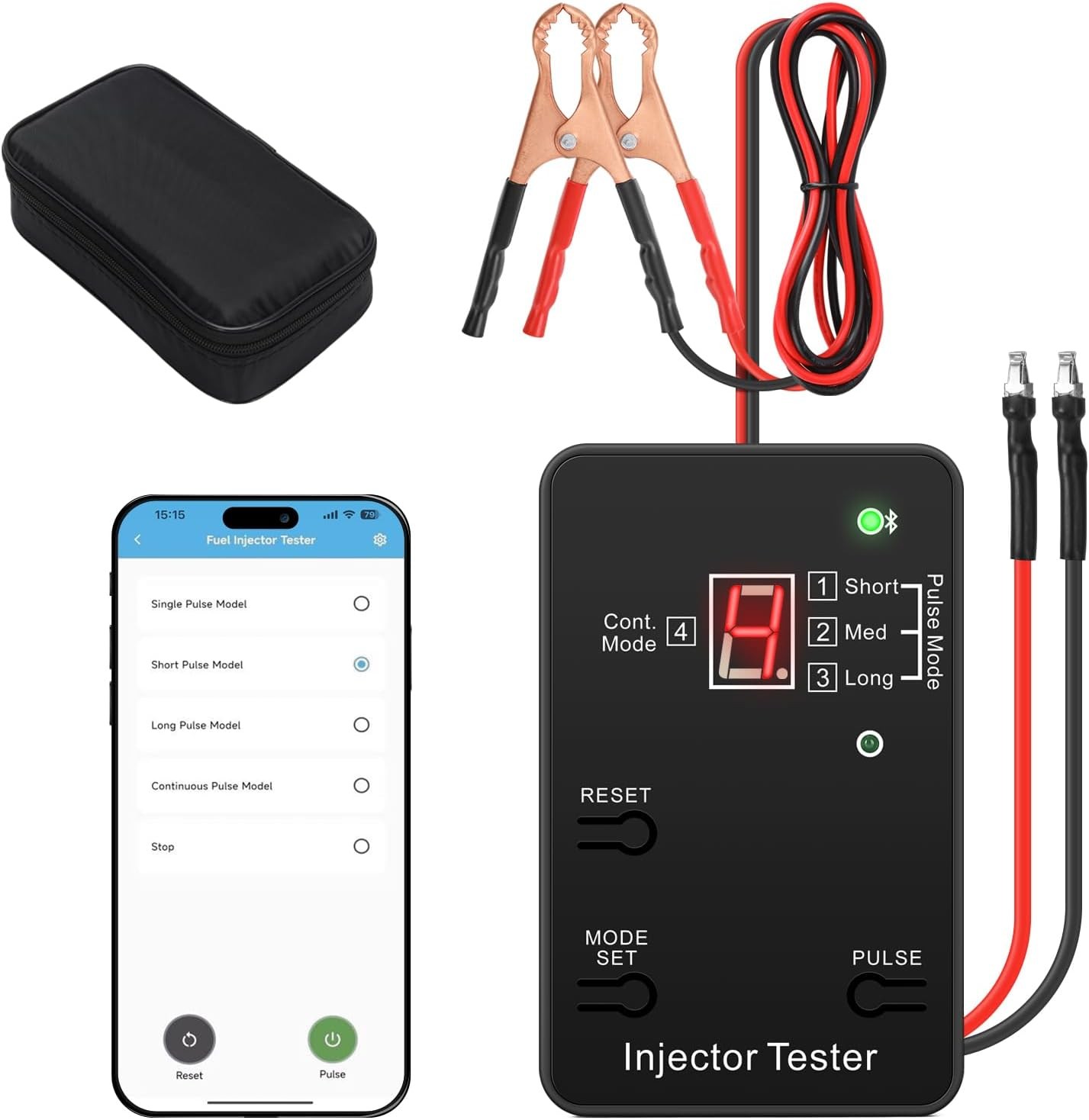 Bluetooth Universal Fuel Injector Tester and Cleaner Kit, 4 Pulse Modes, Bluetoo