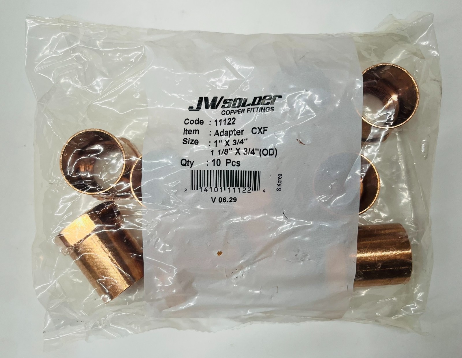 JW Solder 1" Copper x 3/4" FIP Female Adapter | C x FIP | Lead Free | Lot of 10