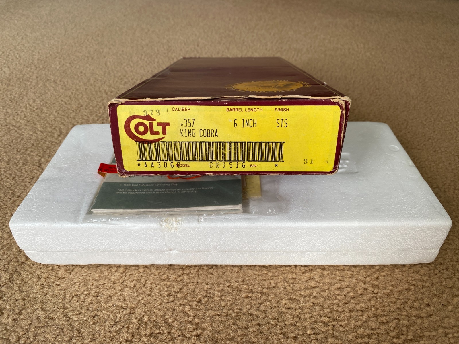 VINTAGE COLT KING COBRA BOX