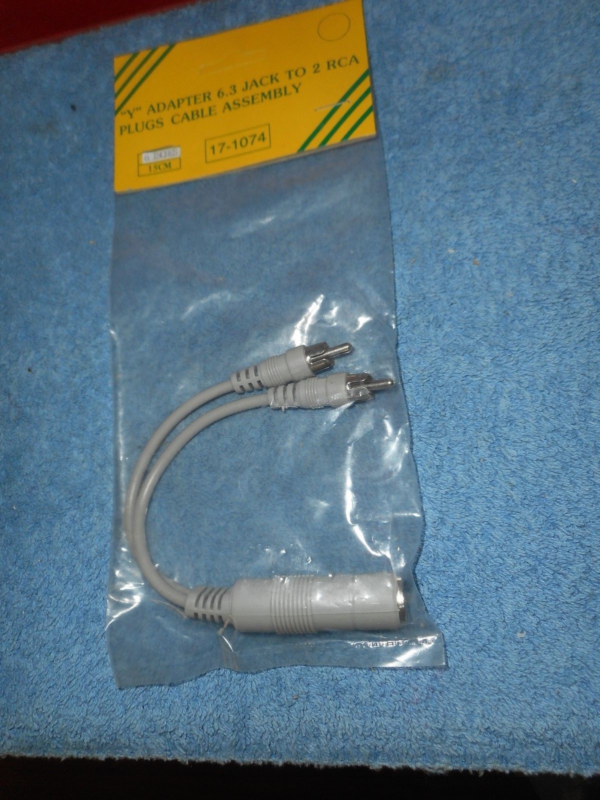 Y ADAPTER 6.3 FEMALE JACK To 2 RCA Male PLUGS 6" Cable Assembly NEW