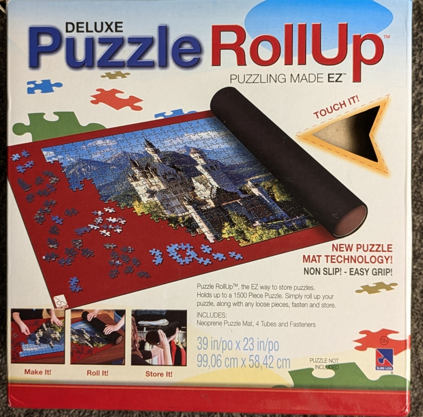 Deluxe Puzzle Roll-Up Puzzling Mat Made EZ 39" X 23" Holds Up To 1500 Open Box