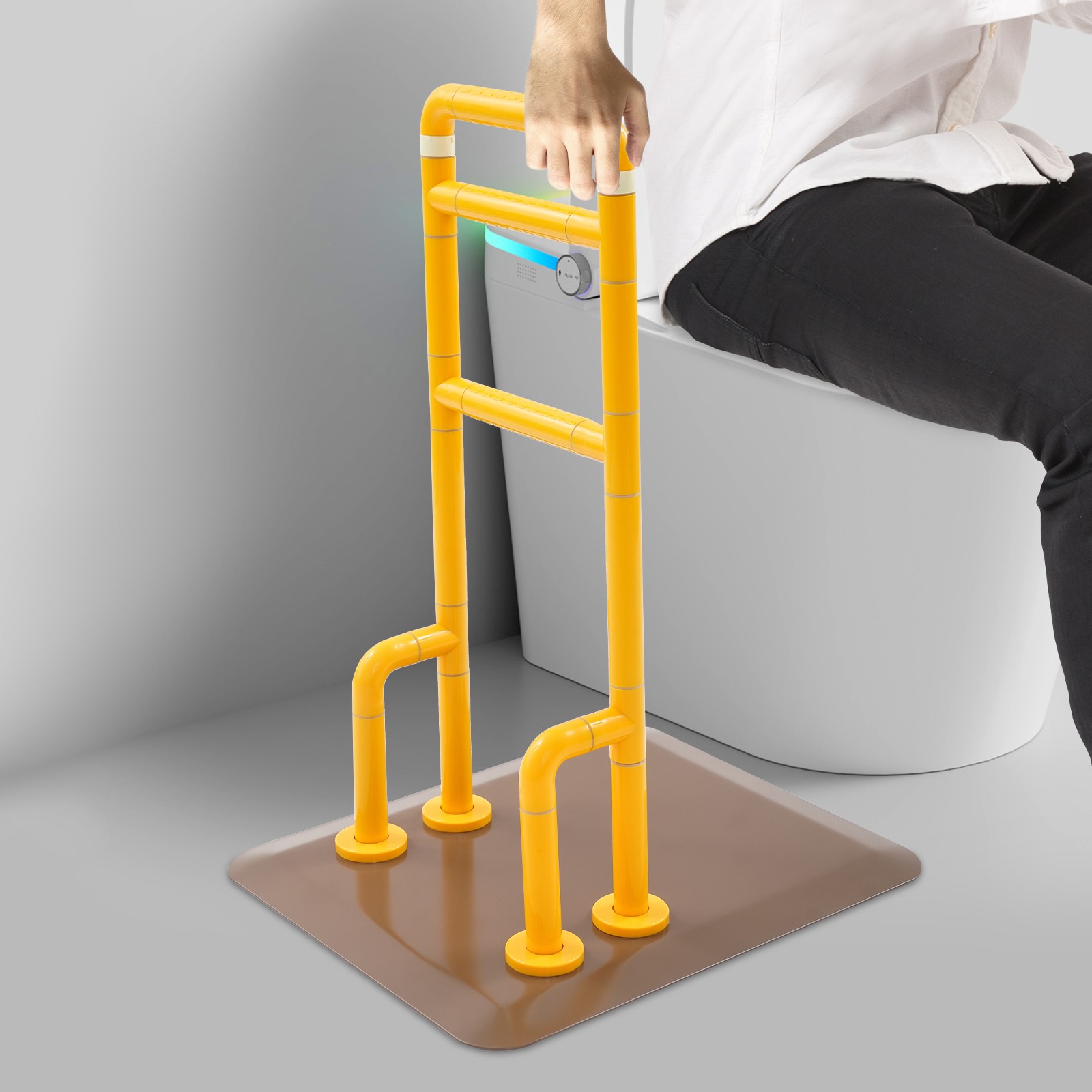 3-Level Stand Assist Handrail Floor Mount Yellow for Bed & Sofa
