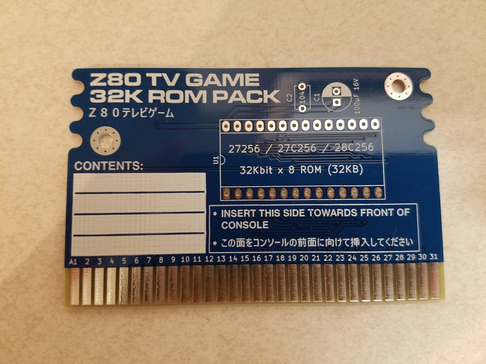 Z80 TV Game Cartridge PCB by Alex J Lowry, Blue, PCB Only, US Seller