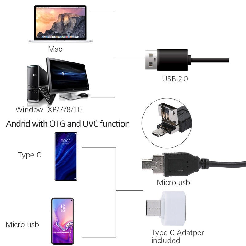 1600x Zoom 8 LED HD USB Microscope Digital Magnifier Endoscope Video Camera US