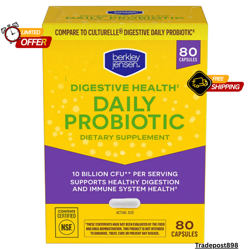 Berkley Jensen Daily Probiotic Digestive Health Support Capsules, 80 ct.
