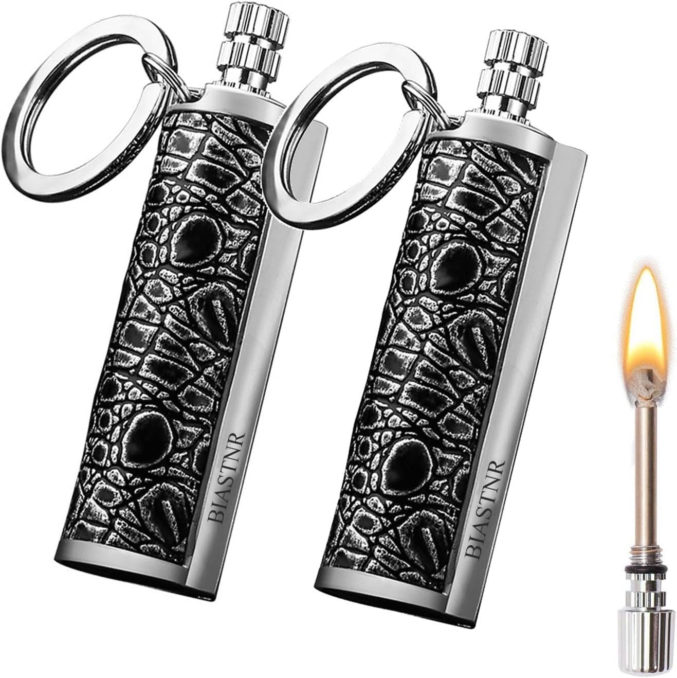 Permanent Match Matchstick Fire Starter - 2 Pack, Keychain Flint Metal Immortal