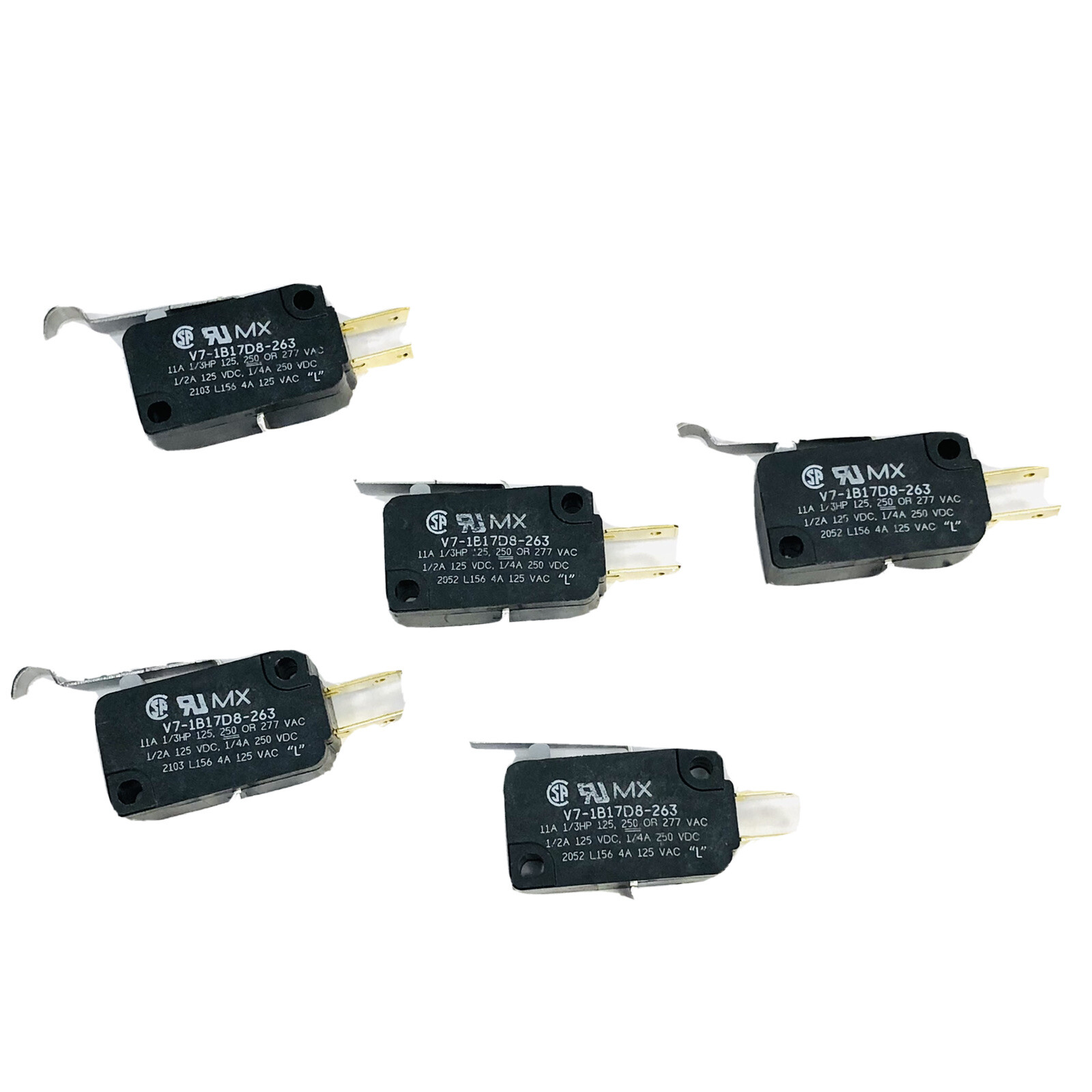 LOT OF 5 HONEYWELL - V7-1B17D8-263 MINIATURE SWITCH SIMULATED ROLLER MICROSWITCH