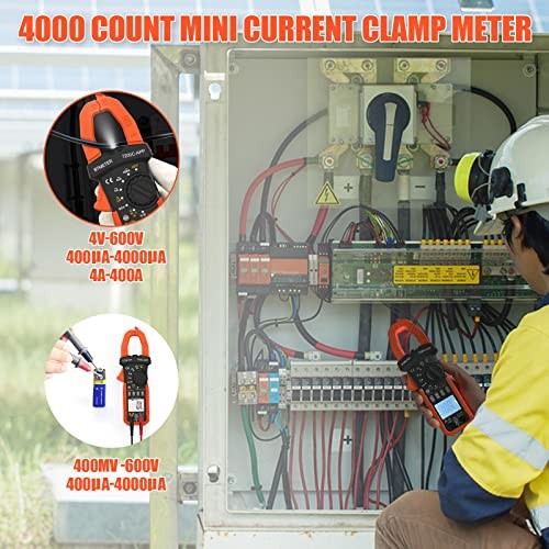 Digital Clamp Meter Multimeter, Auto 400A AC/4000uA DC Current + Bluetooth