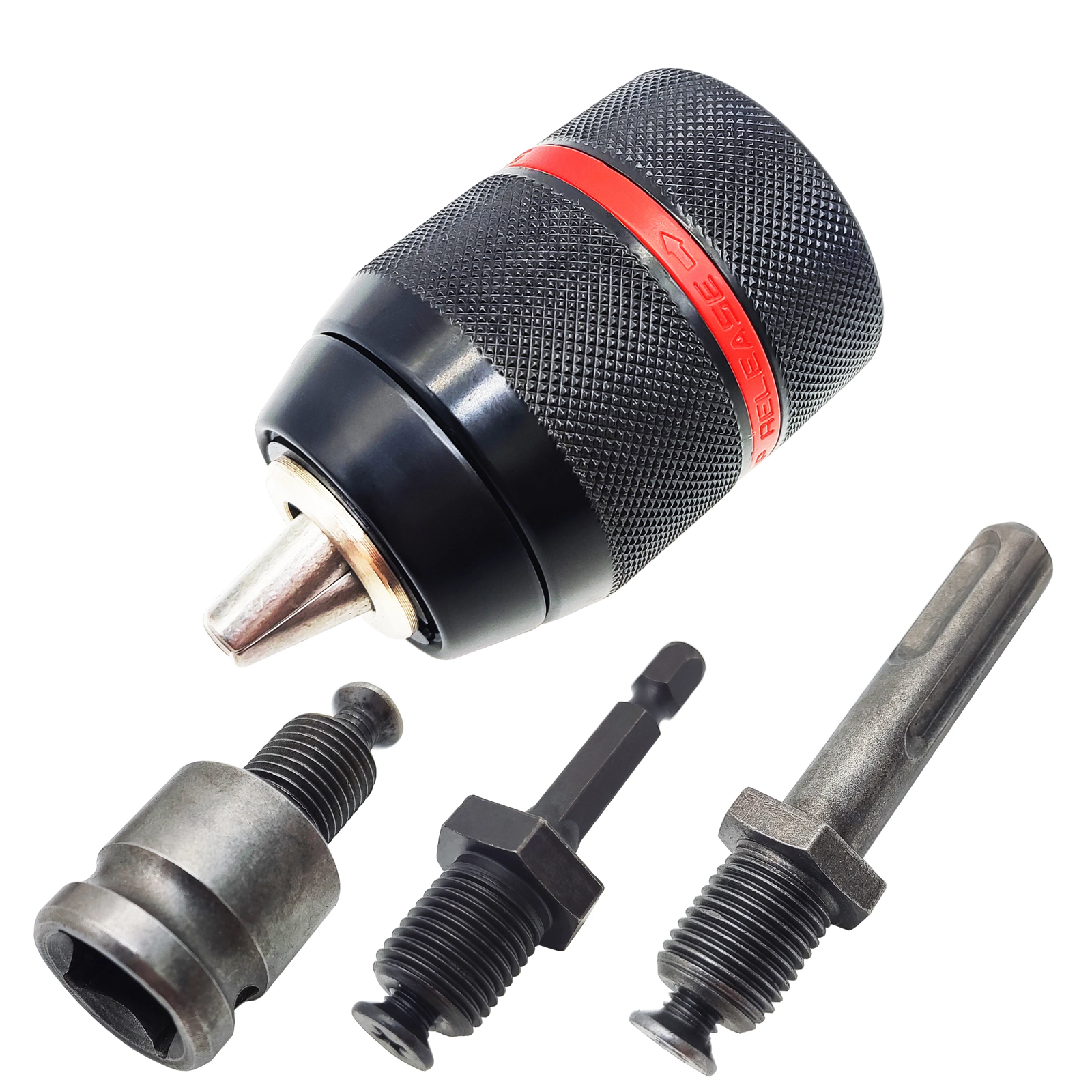 1/2-20UNF 13mm Keyless Drill Chuck Metal Hex Shank Socket Square Female Adapter