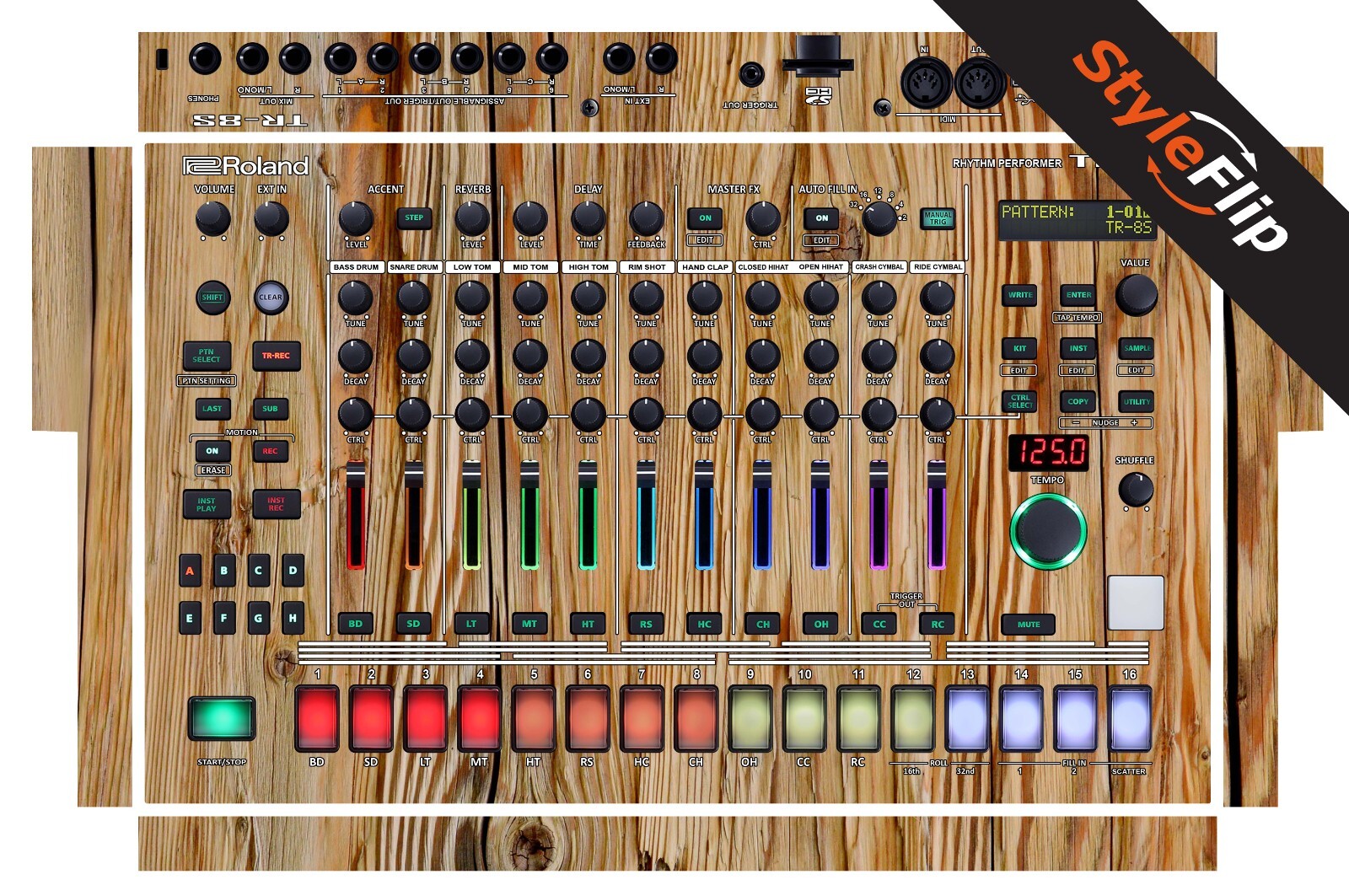 Roland TR-8S Rhythm Composer | Wood 4 | Protective Decal | StyleFlip Skins