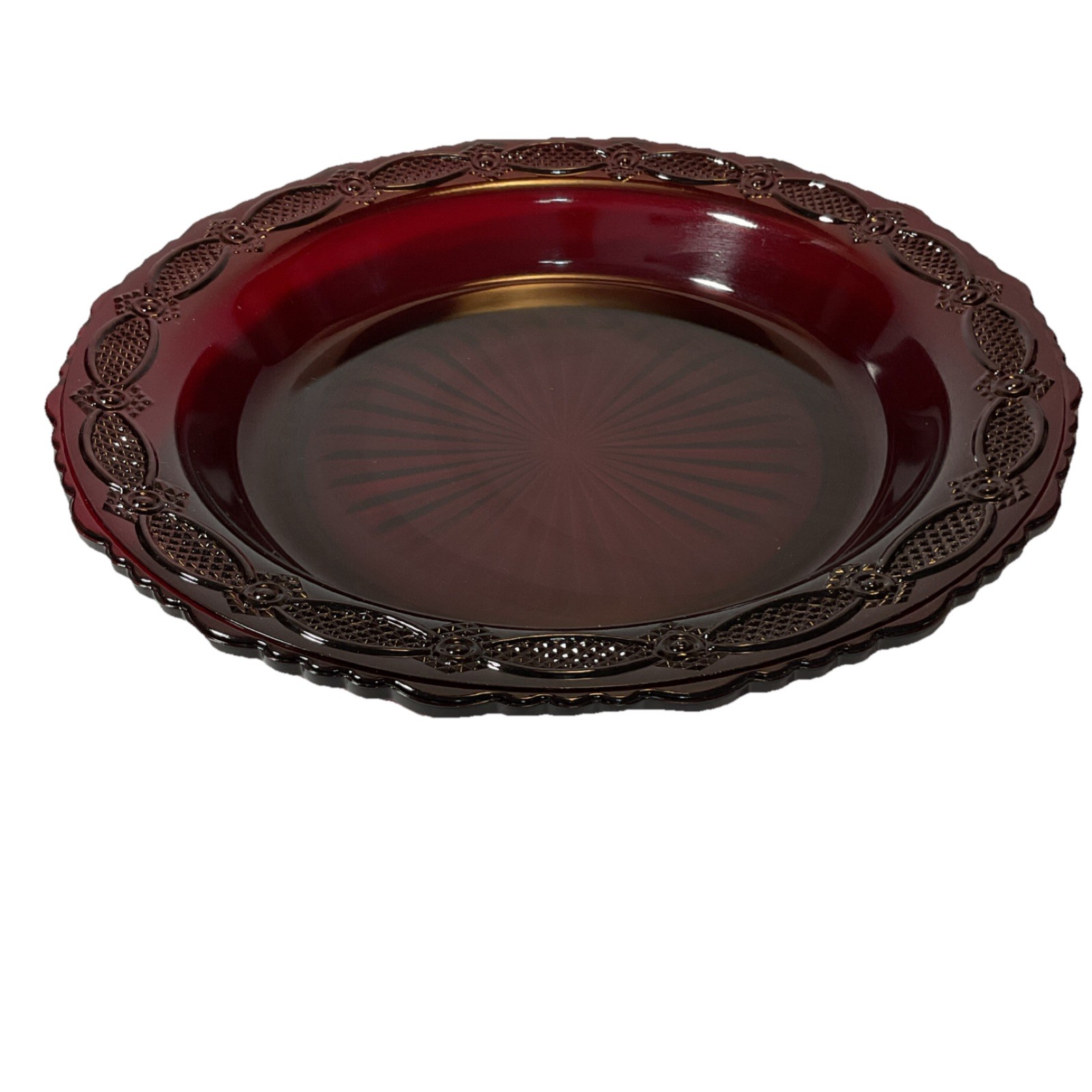 Avon Cape Cod Ruby Red Pie Plate Server New in Box