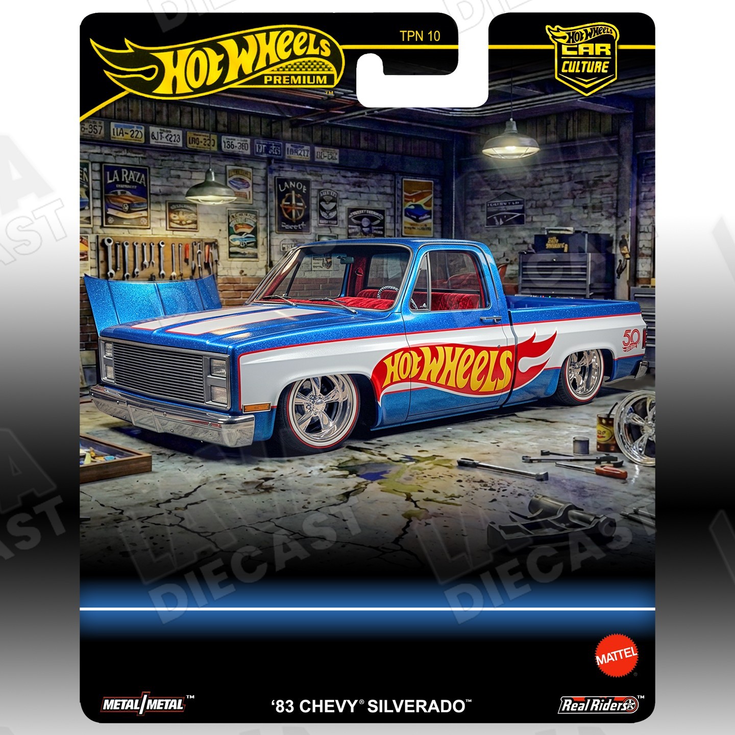 Hot Wheels 83 Chevy Silverado HW 50 Collector Display Case exclusive Custom Card