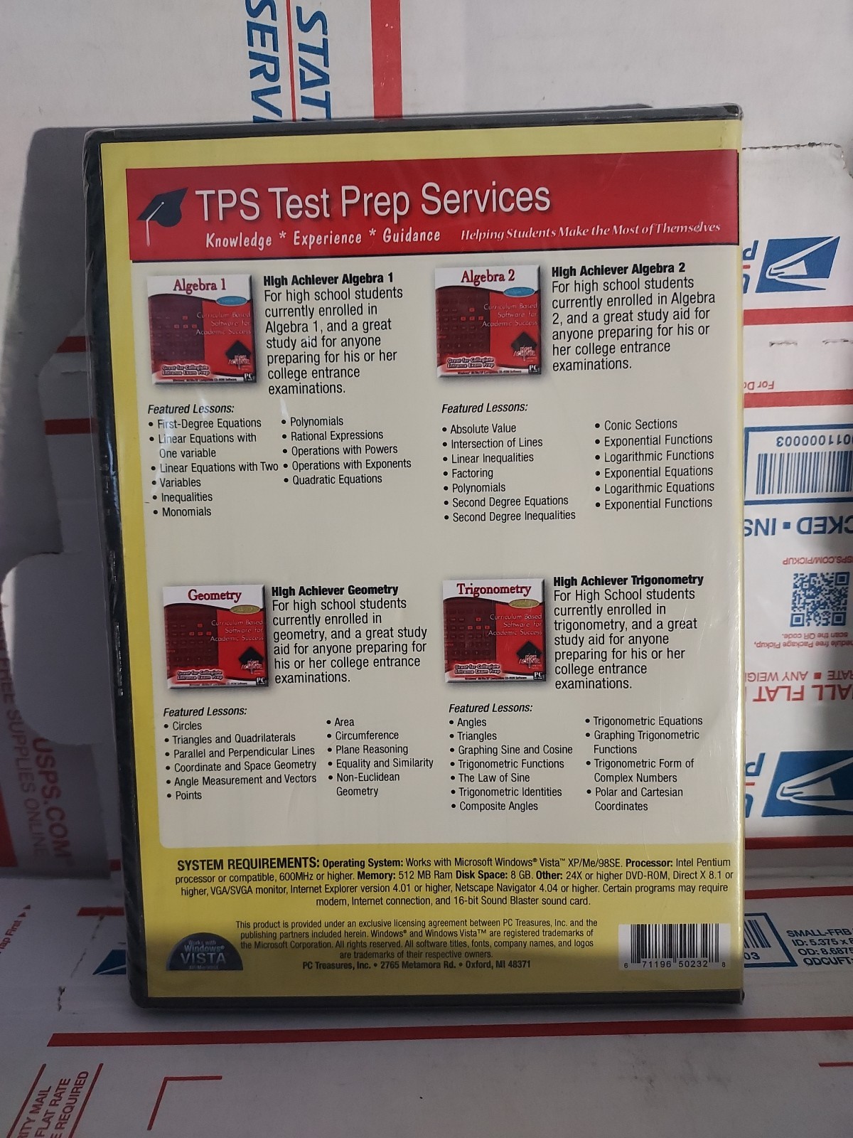 New TPS Test Prep Services (PC Windows) For Algebra 1 & 2, Geometry & Trig #140