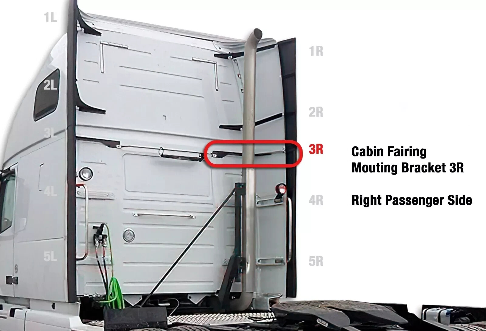 Compatible with Volvo VNL 2004-2017 Middle Cab Fairing Support Bracket R3, Right