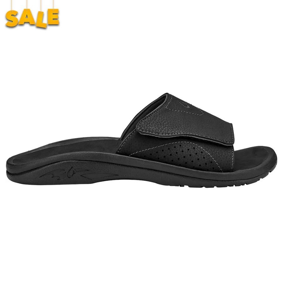 New- OluKai Men's Nalu Slides - Color: Black/Black, size 8-14, Free ship