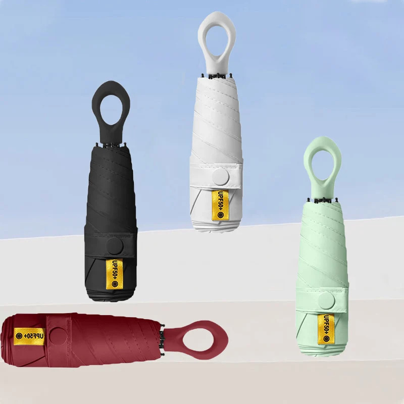 Portable Five Fold Umbrella With Hollow Out Handle For Both Rain Sunshine Umbrel