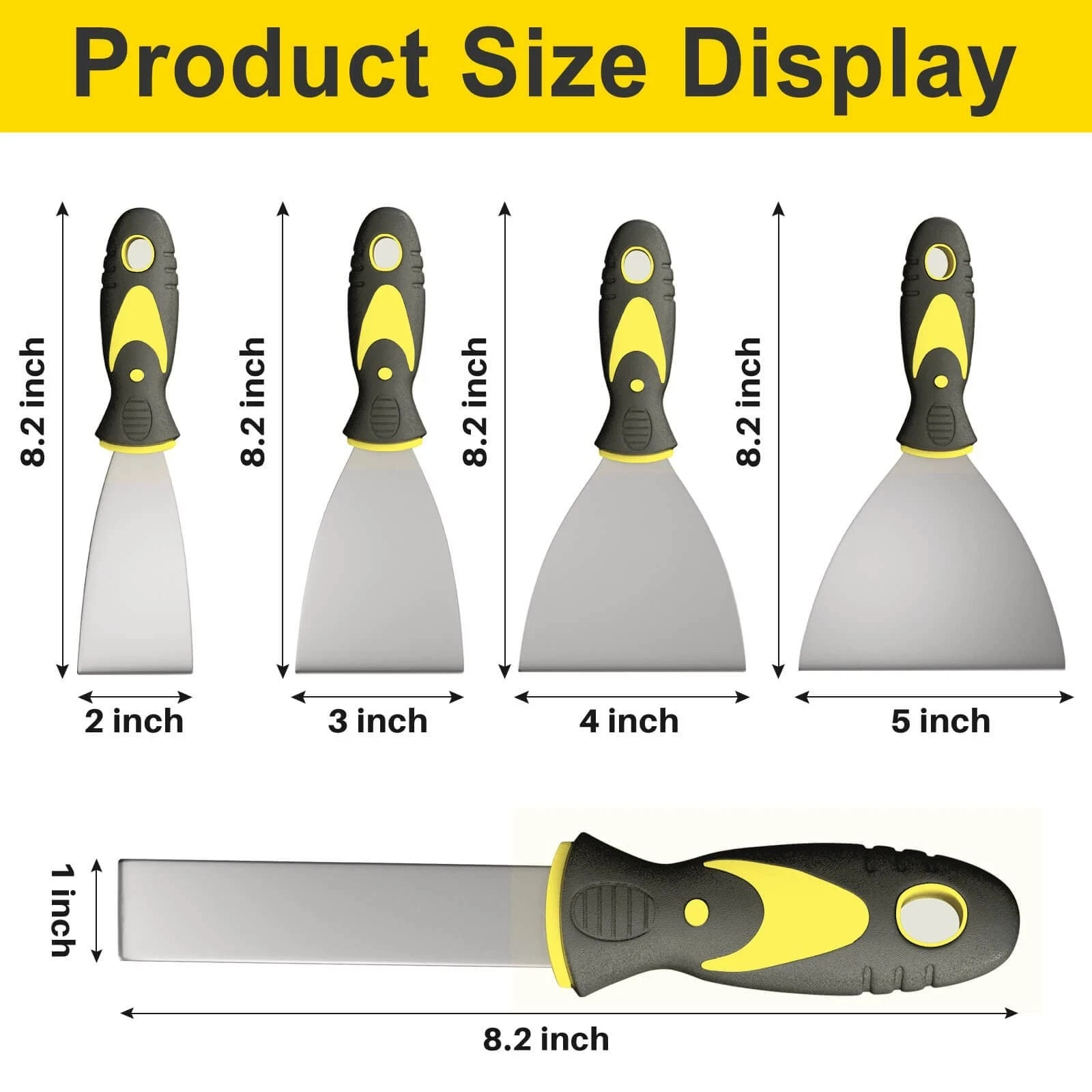 5Pcs Putty Knife Set 1" 2" 3" 4" 5" Scraper Spackle Knife Scraper