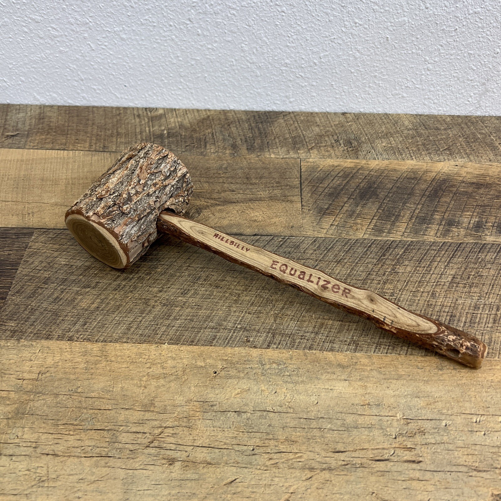 Funny Gift “Hillbilly Equalizer” Wooden Mallet Hammer Tool Home Decor