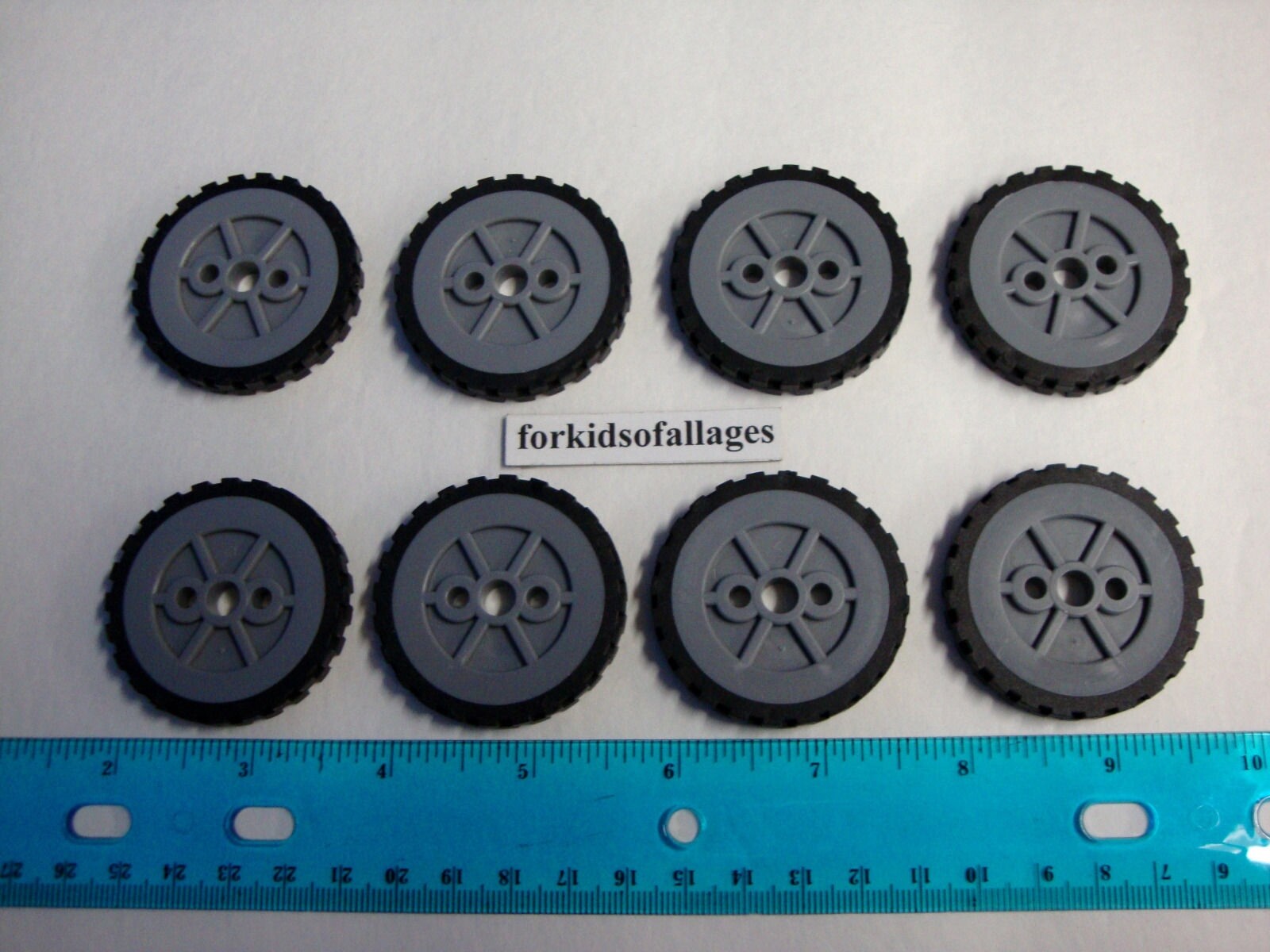 KNEX WHEELS 8 Small 1.75" Tires w/Gray Hub Pulleys 1 3/4" K'nex Car Parts Pieces