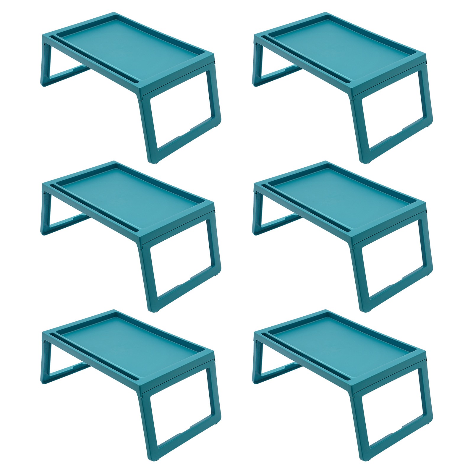 6pcs Lap Desks Blue Tray Folding Table Freestanding Foldable Laptop Desk Modern
