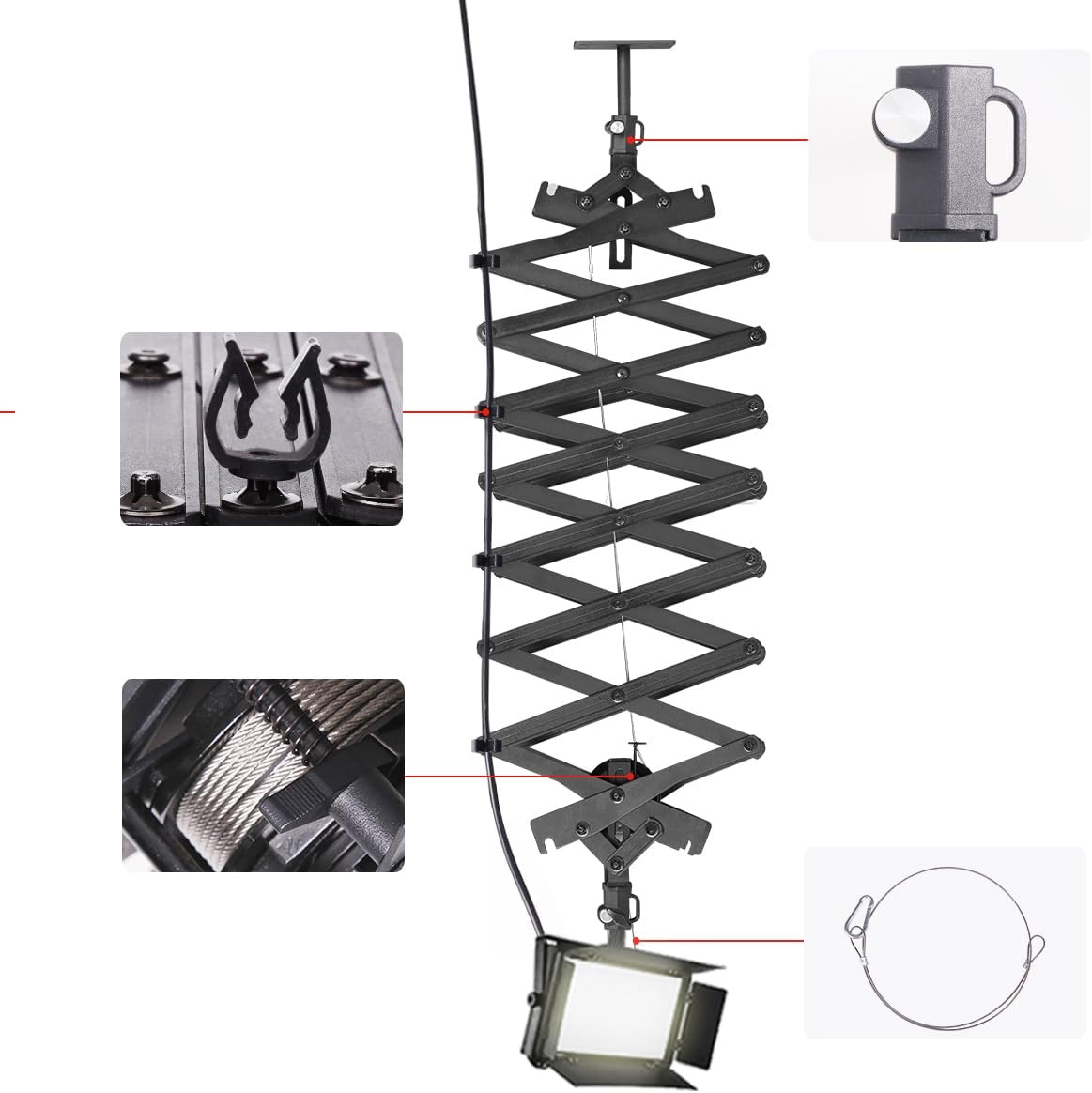 2Packs 2M/78.7Inch Drop Pantograph for Studio Ceiling Rail System Pantograph Stu