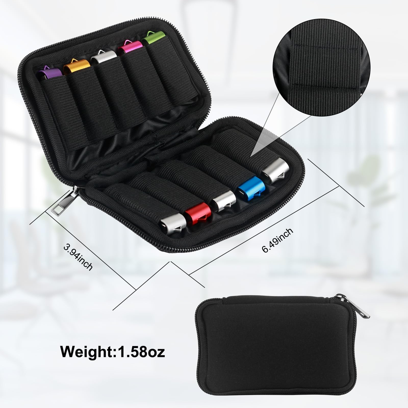 Flash Drive Case USB Storage 10 Slots, Portable Thumb 10 Black