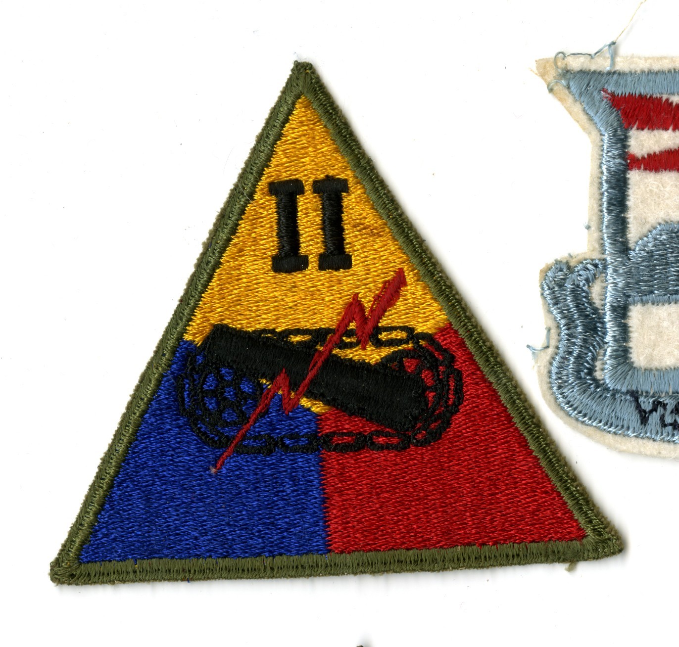 II Armored Corps White Back Patch WWII Vintage Thin Roman Numerals