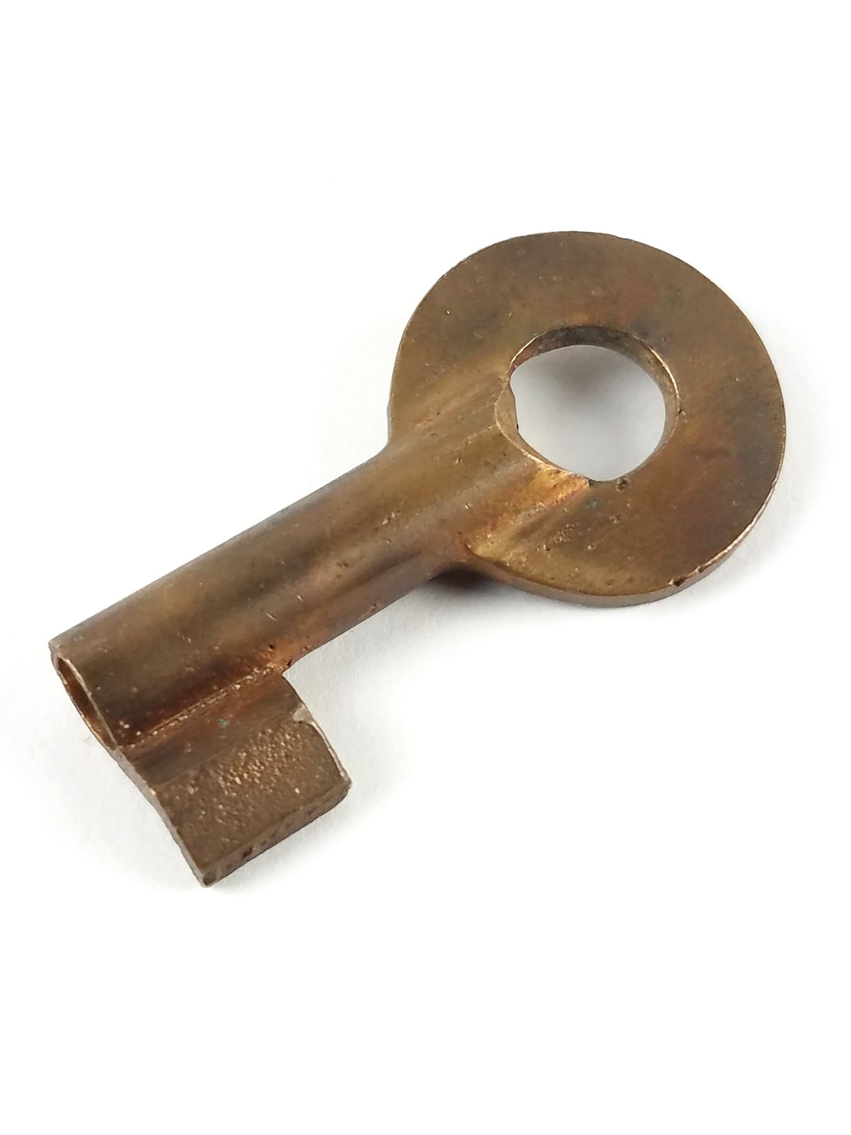Vtg UNCUT 2" Brass Open Barrel Curved Bit Skeleton Key Blank For Old Padlock