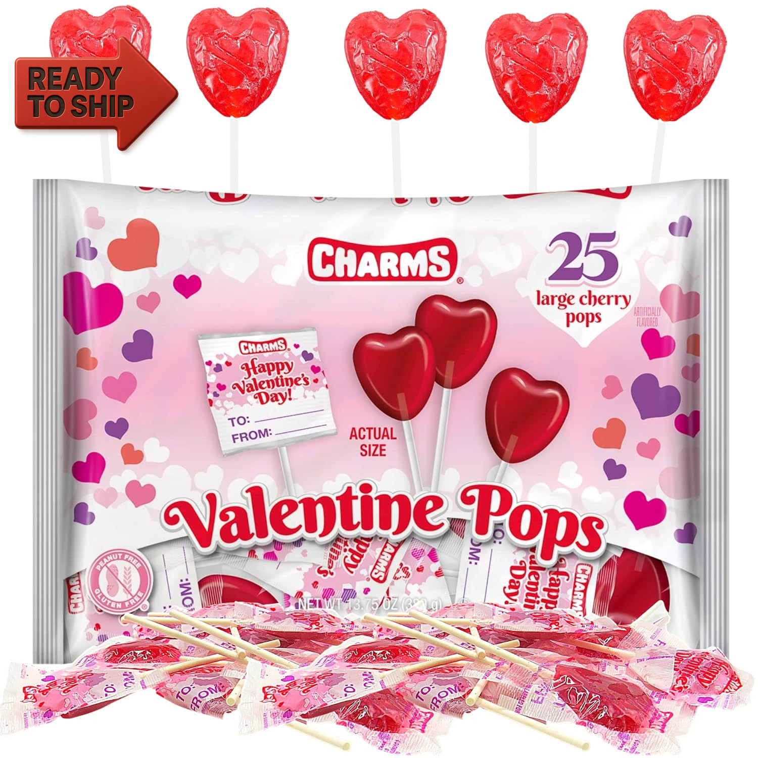 Heart Shaped Valentine Lollipops Individually Wrapped Bulk Candy