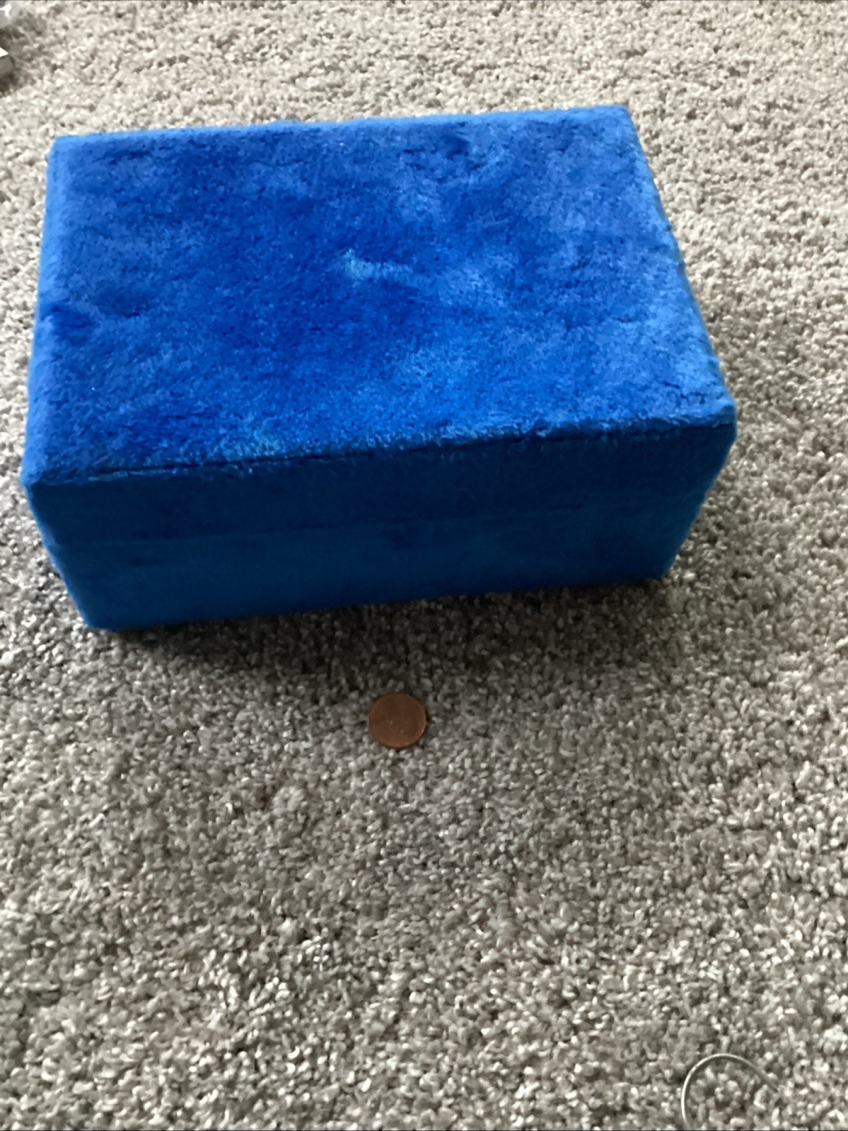 blue furry covered jewelry box