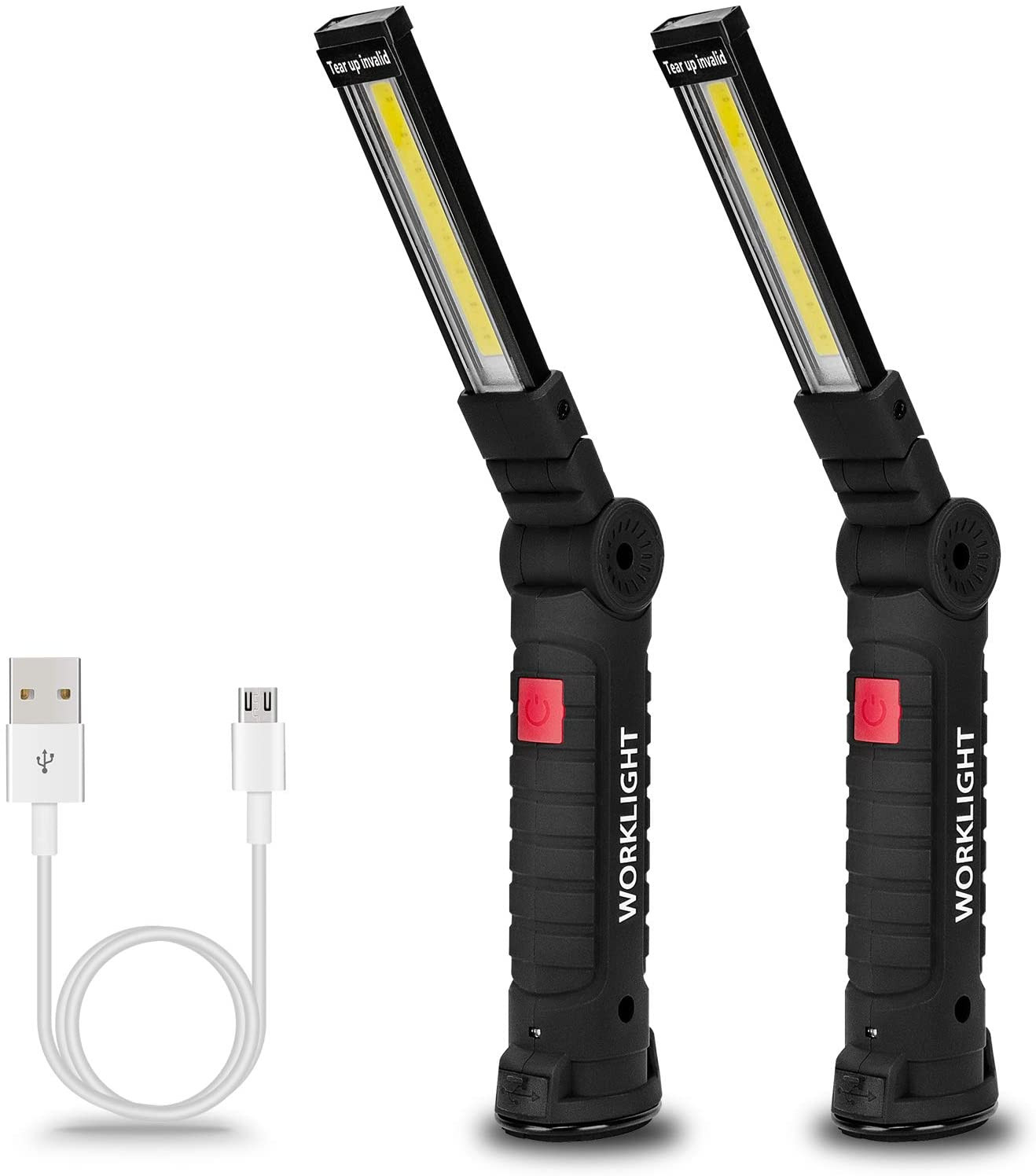 4 Pack Rechargeable LED Work Lights with Magnetic Base & 360° Rotation