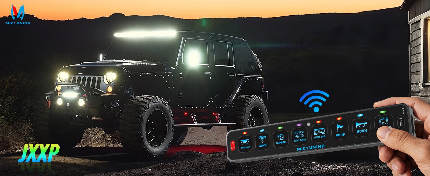 8 Gang Wireless LED Switch Panel Toggle Flash Remote Control for Boat & Vehicles