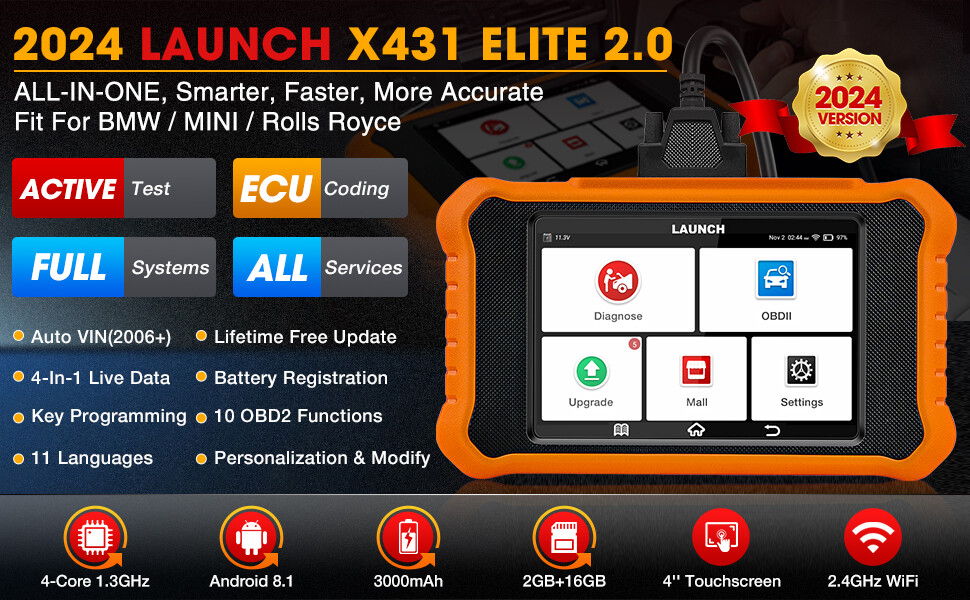 LAUNCH Elite 2.0 PRO for GM Bidirectional OBD2 Scanner Car Diagnostic ECU Coding
