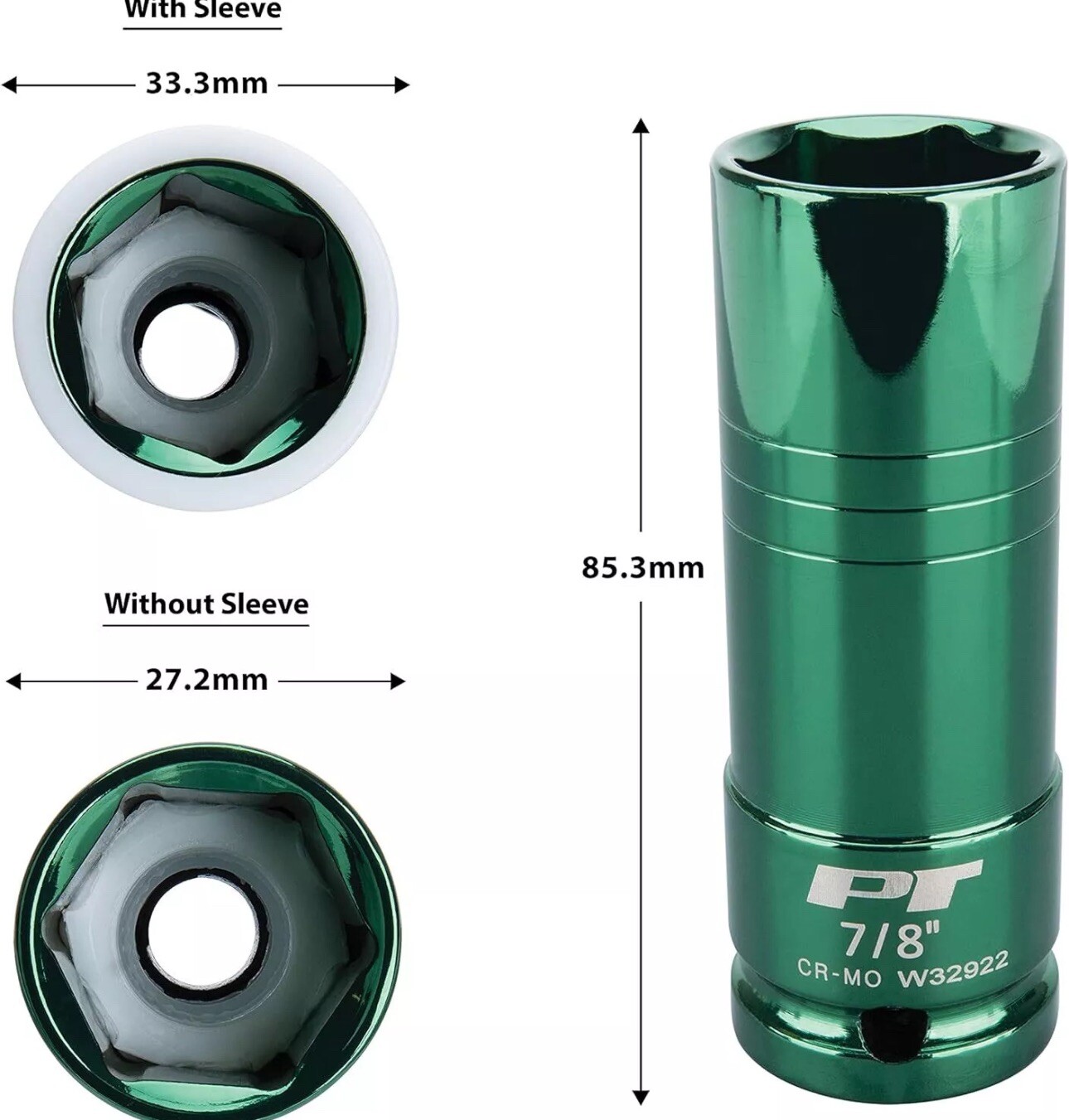 Performance Tool W32922 1/2 Inch Drive 7/8 Inch Thin Wall Color Coded Socket