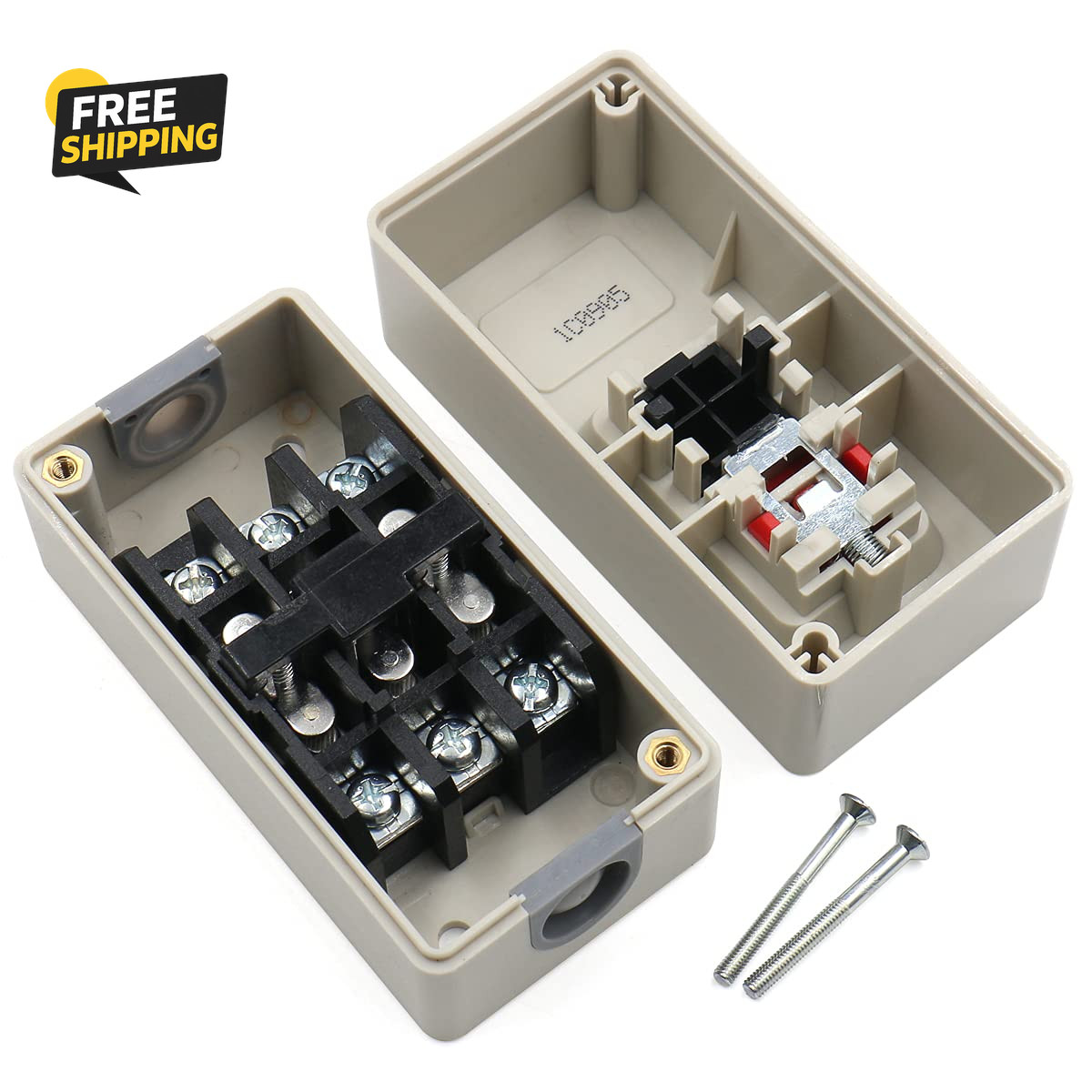 Self-Locking Push Button Switch 3-Phase 30A 3.7KW, Industrial 3-Pole Heavy Duty